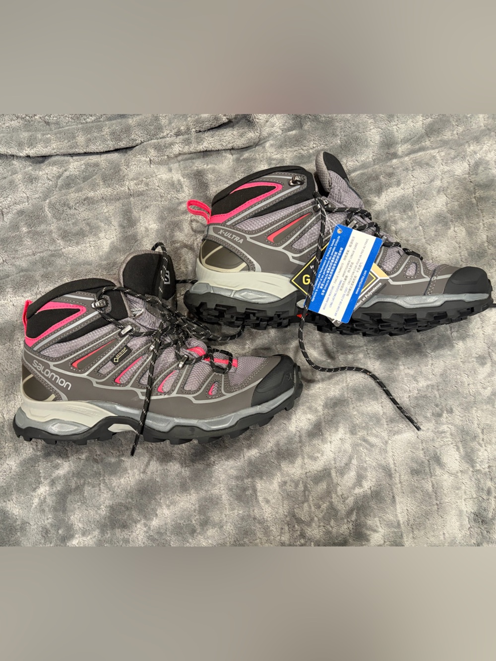 Salomon womens Gray & Pink Trail Boots